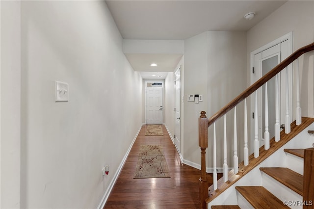 hall featuring dark hardwood / wood-style flooring