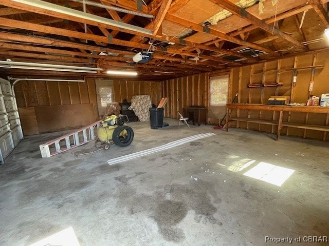 garage with a garage door opener