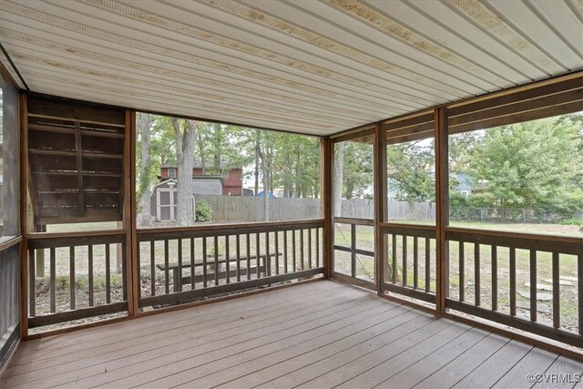 view of unfurnished sunroom