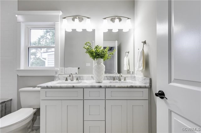 bathroom with toilet and vanity