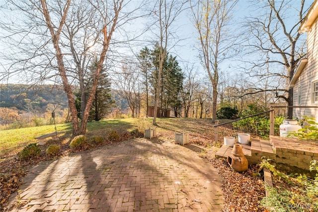 view of yard featuring a mountain view