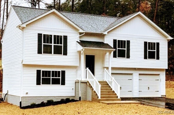 bi-level home with a garage