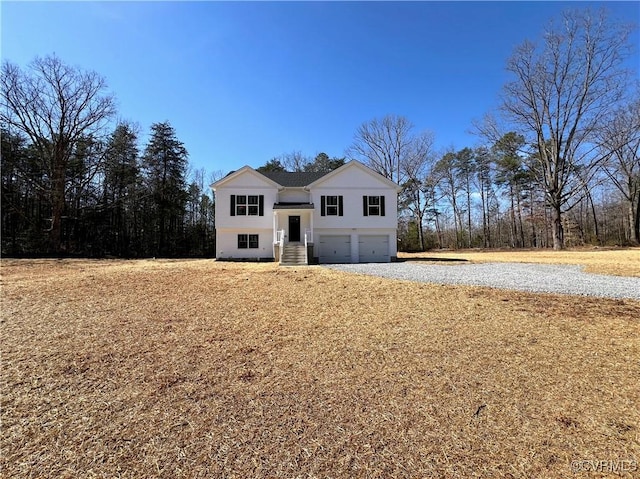 raised ranch with a garage