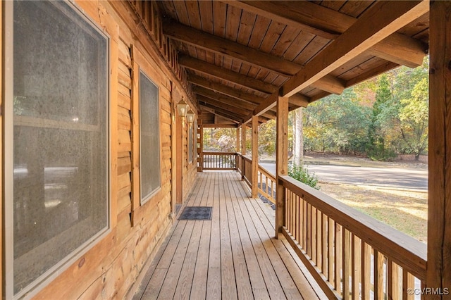 wooden deck with a porch