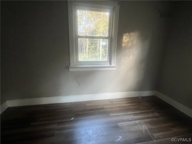 spare room with dark hardwood / wood-style floors