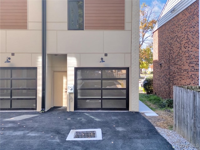 exterior space with a garage