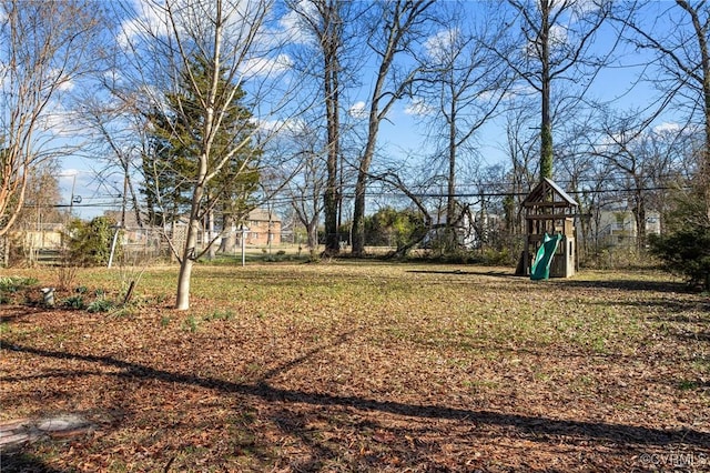 view of yard featuring a playground