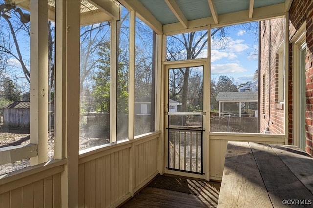 view of unfurnished sunroom