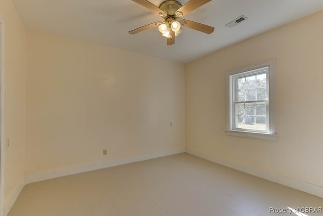 spare room featuring ceiling fan