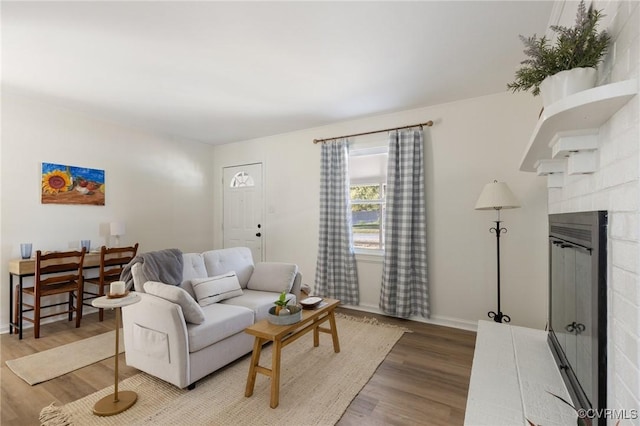 living room with wood-type flooring