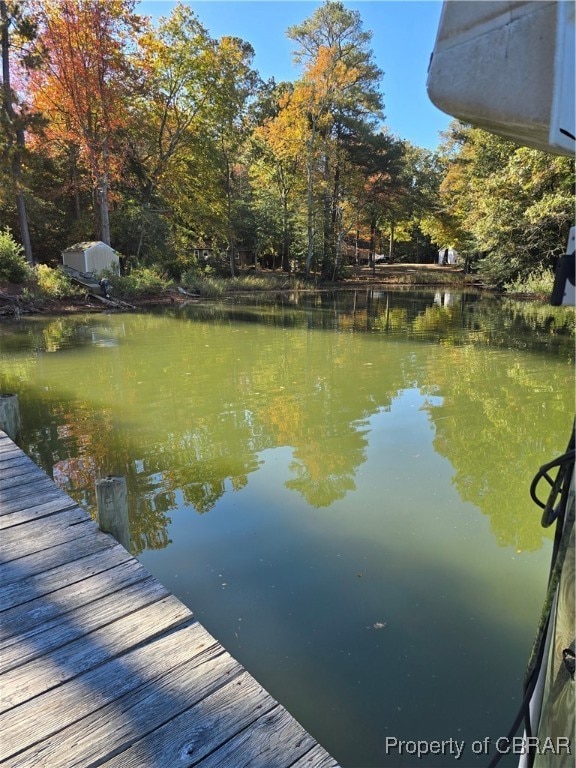 dock area featuring a water view