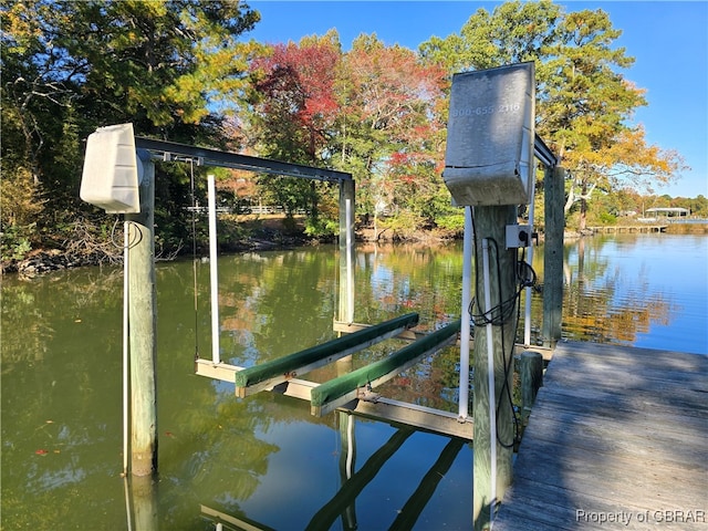 dock area featuring a water view