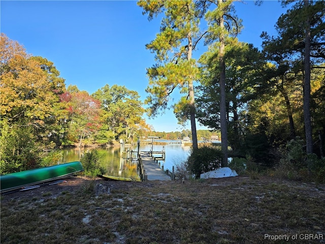 view of dock featuring a water view