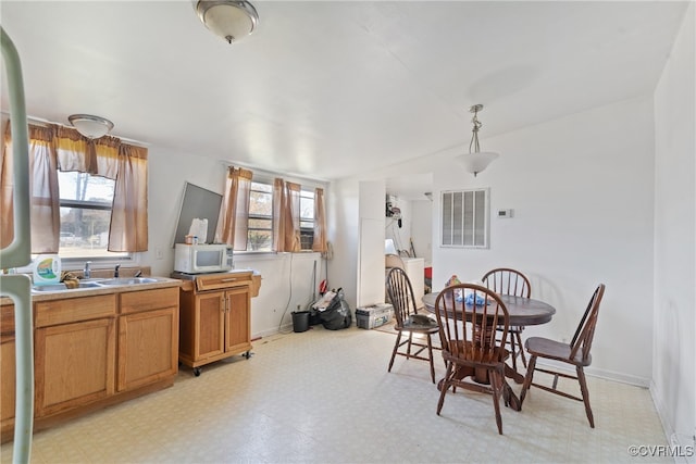 dining area featuring sink