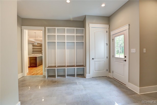 mudroom featuring light wood-type flooring