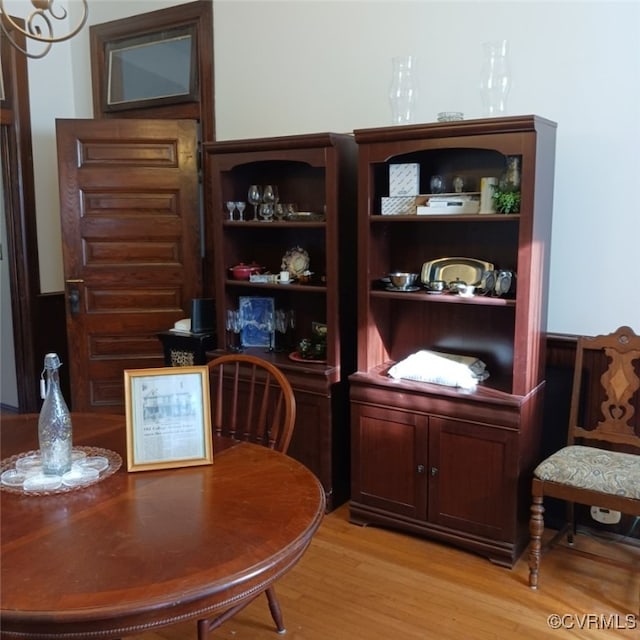 office space with light hardwood / wood-style flooring