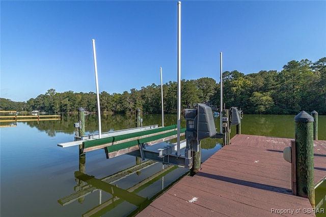 dock area featuring a water view