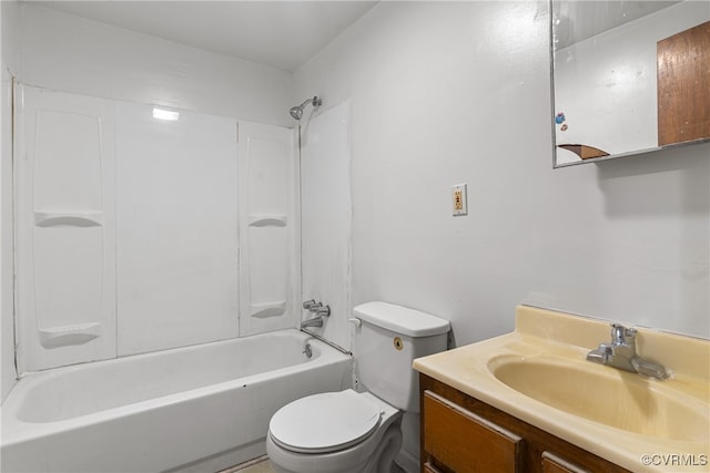 full bathroom featuring vanity, toilet, and washtub / shower combination