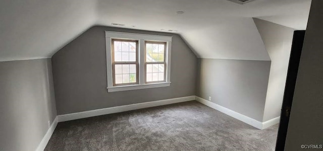 additional living space featuring carpet floors and vaulted ceiling