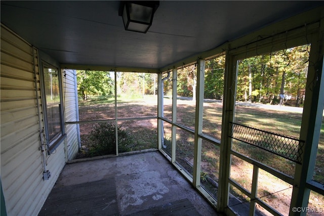 view of unfurnished sunroom