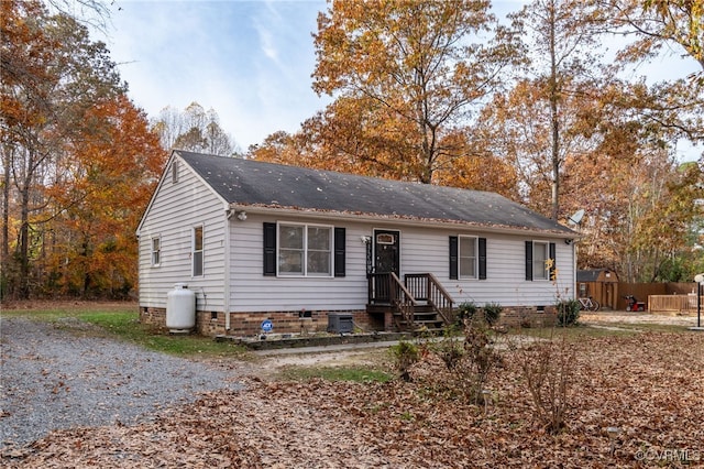 view of single story home