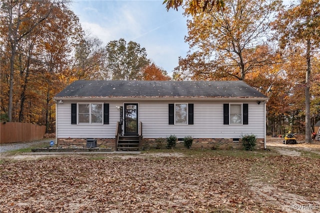 view of single story home