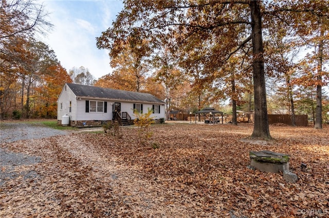 view of front of home featuring a gazebo