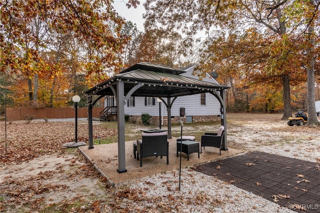 view of patio / terrace featuring a gazebo