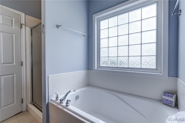 bathroom with plus walk in shower