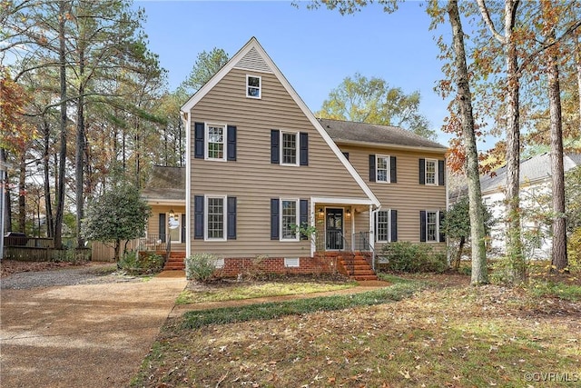 view of front of home with crawl space