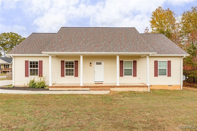 view of front of home featuring a front lawn and a porch