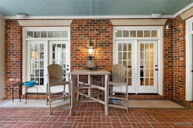 property entrance with french doors