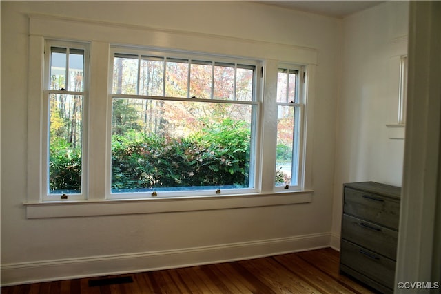 interior space with dark wood-type flooring and a wealth of natural light