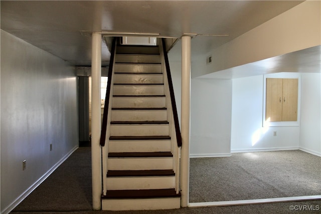 stairway with carpet floors