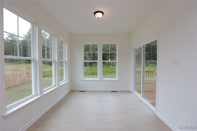 view of unfurnished sunroom