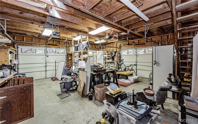 garage with a garage door opener