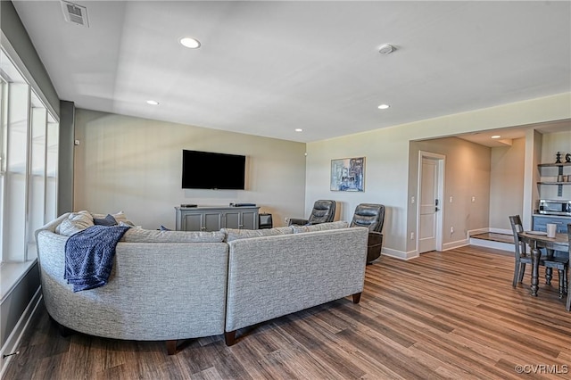 living room featuring hardwood / wood-style flooring