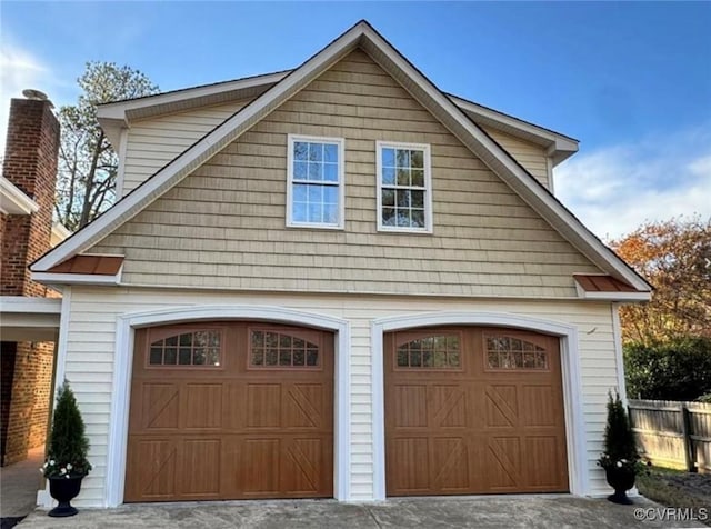 view of garage