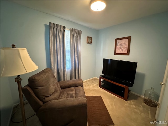 living room featuring light colored carpet