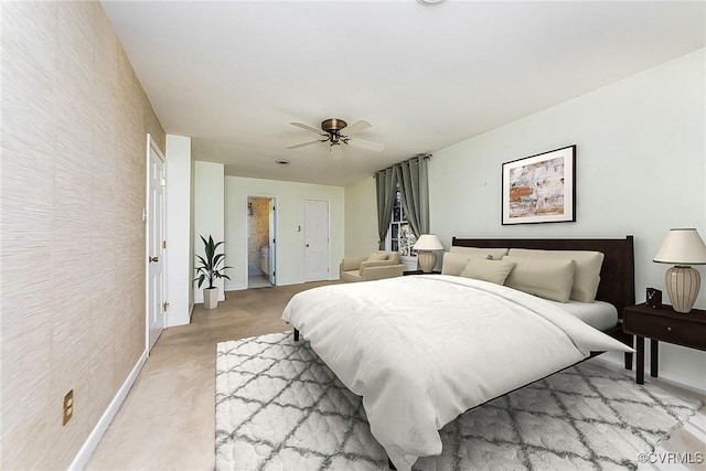 bedroom featuring ceiling fan