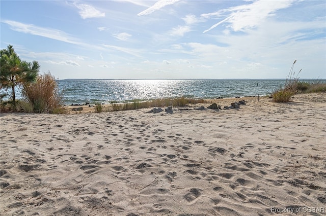 view of water feature featuring a view of the beach