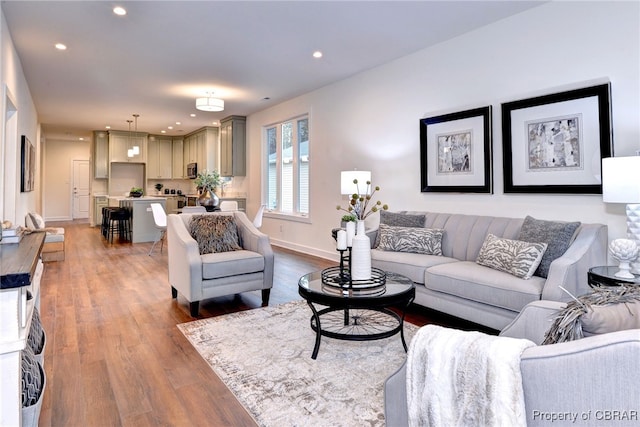 living room with hardwood / wood-style floors