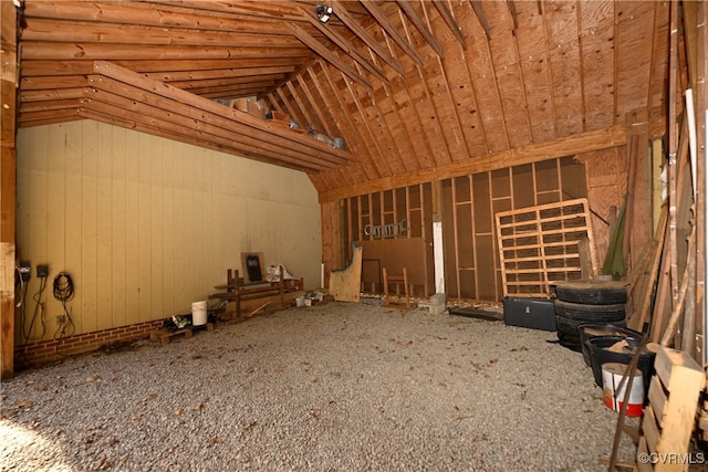 misc room with lofted ceiling