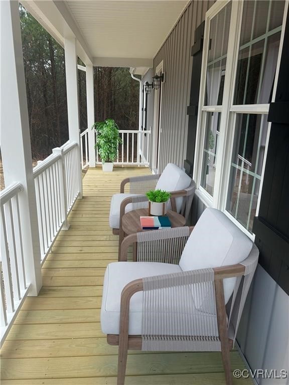 wooden deck with covered porch