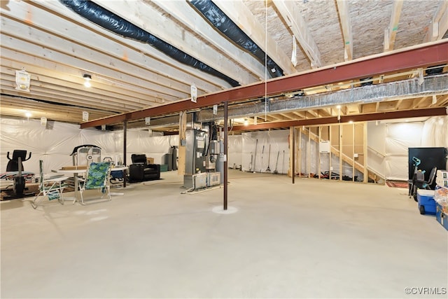 basement with water heater