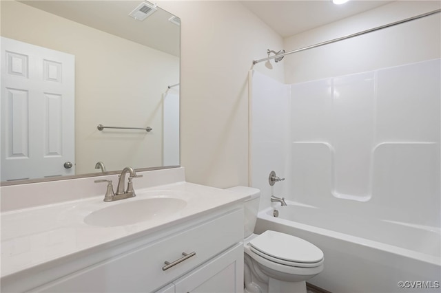 full bathroom featuring vanity, toilet, and bathtub / shower combination