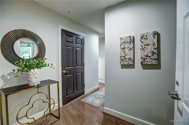 foyer entrance with hardwood / wood-style floors