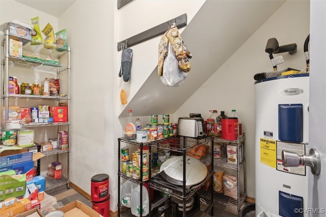 pantry featuring electric water heater