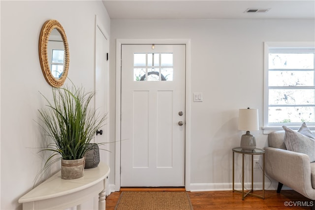 entrance foyer with a wealth of natural light and wood-type flooring