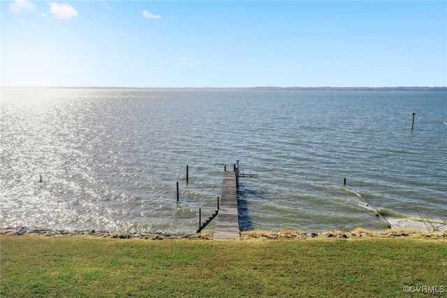 property view of water featuring a boat dock